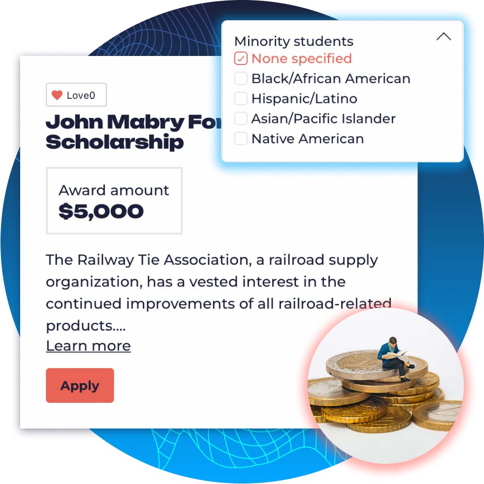 Database of scholarships that are accessible and winnable.